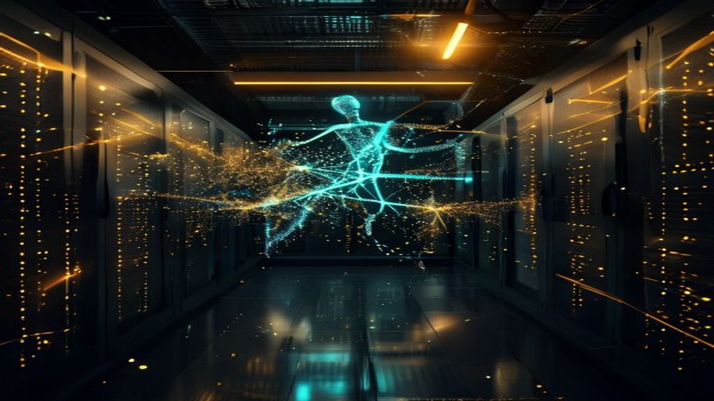 Ein neuronales Netz, visualisiert als leuchtende Konstellation
